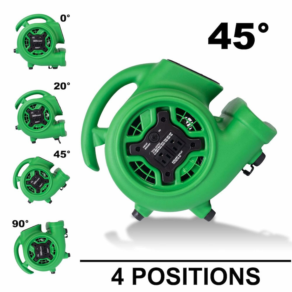 1/4 HP 925 CFM Multi-Purpose Mini Air Mover, Dryer, Blower and Timer - Green. Picture 5
