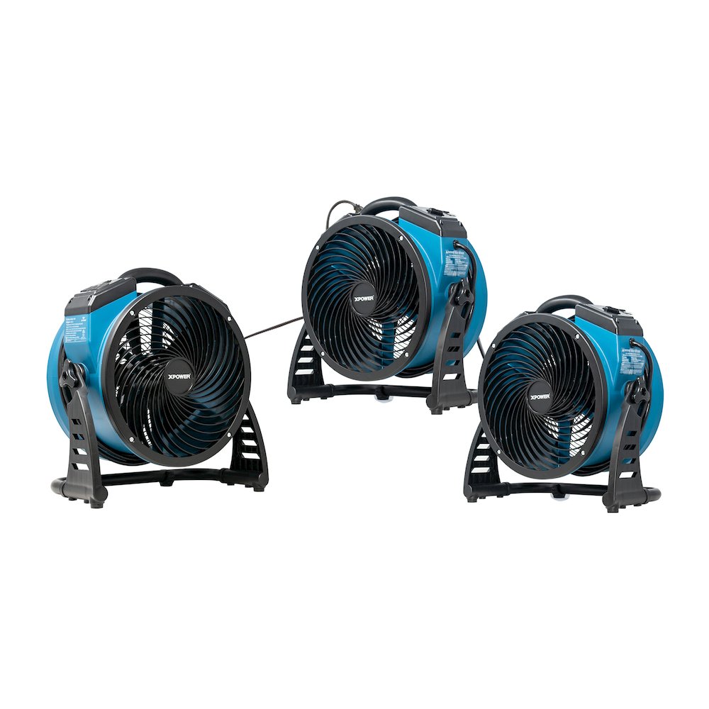 4 Speed 13" Ventilation Axial Air Mover, Blower, Fan with Built-in Power Outlets. Picture 4