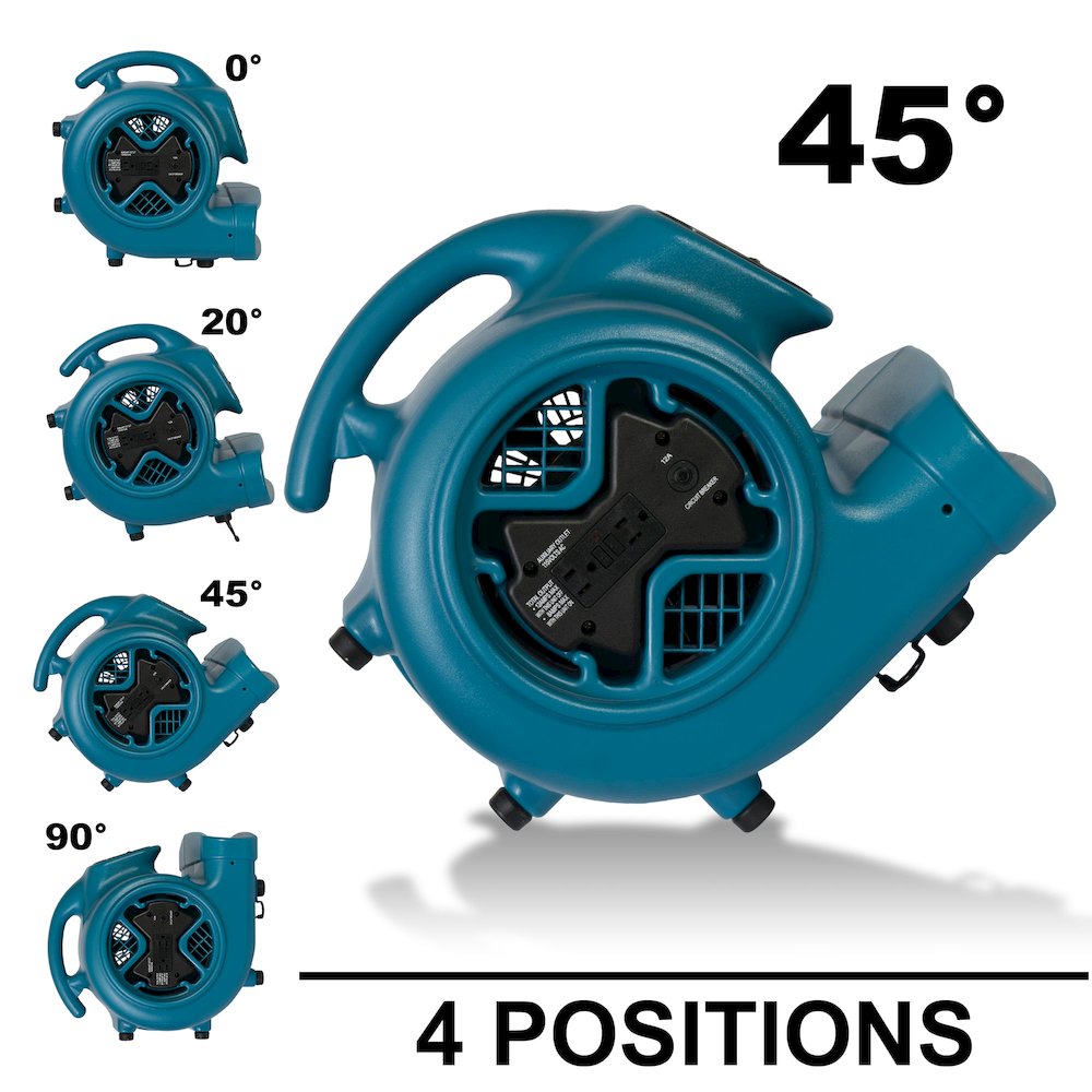 1/3 HP 2600 CFM 3 Speed, Carpet Dryer, Blower with Built-in GFCI Power Outlets. Picture 2