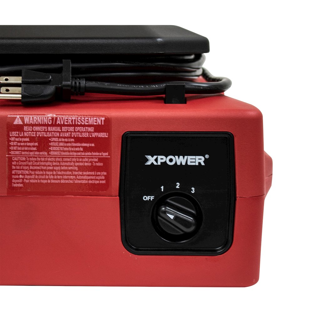 PL-700A 1/3 HP 1050 CFM 3 Speed Low Profile, Floor Fan, Carpet Dryer - Red. Picture 6