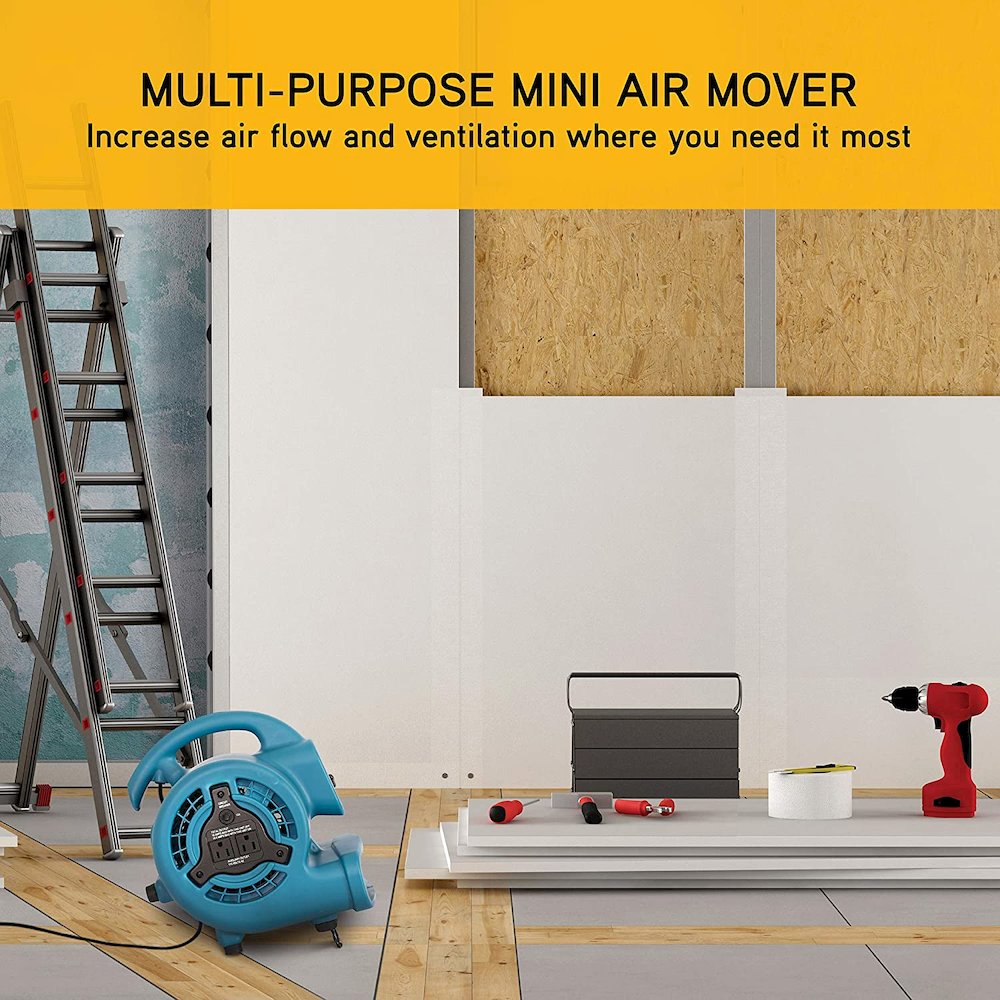 P-80A 600 CFM Multi-Purpose Mini Air Mover, Utility Fan, Dryer, Blower - Blue. Picture 11