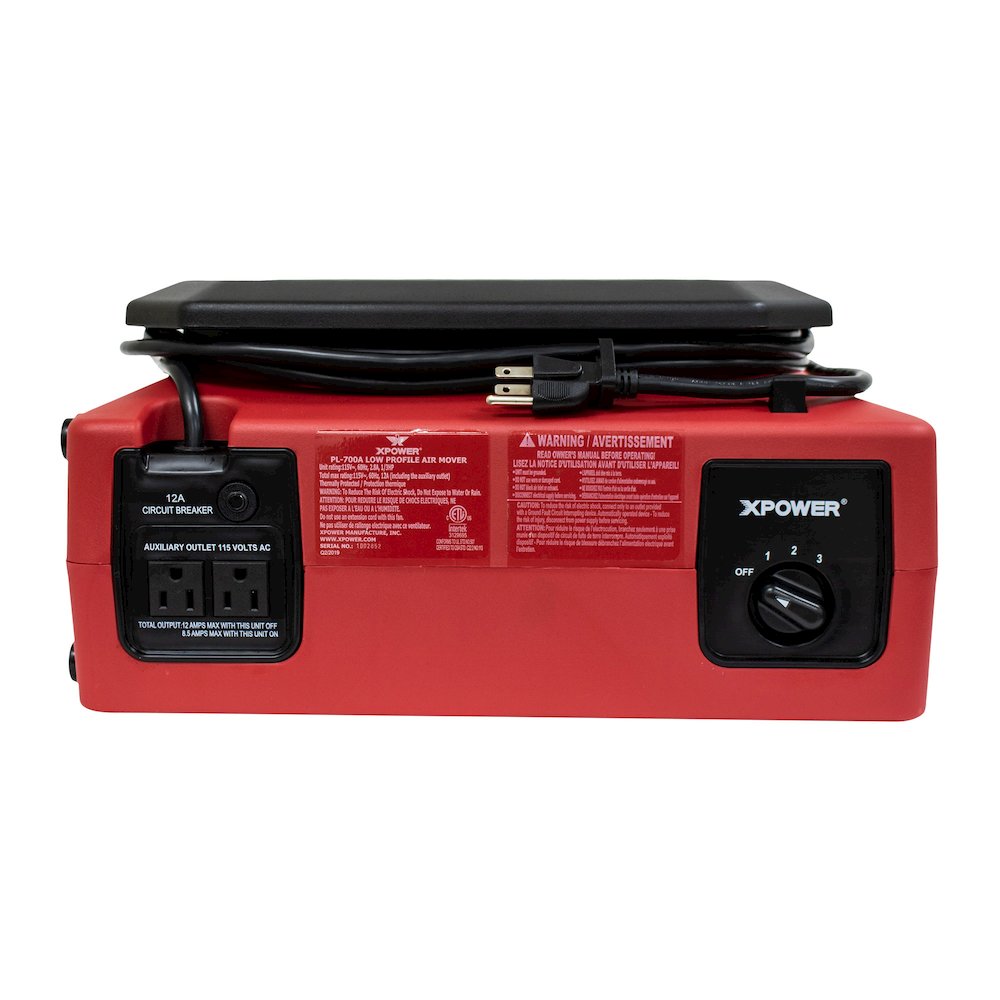 PL-700A 1/3 HP 1050 CFM 3 Speed Low Profile, Floor Fan, Carpet Dryer - Red. Picture 2