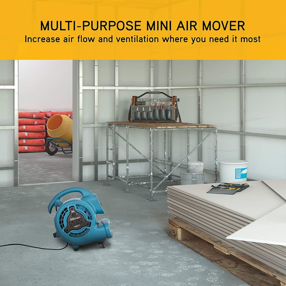 P-80A 600 CFM Multi-Purpose Mini Air Mover, Utility Fan, Dryer, Blower - Blue. Picture 12