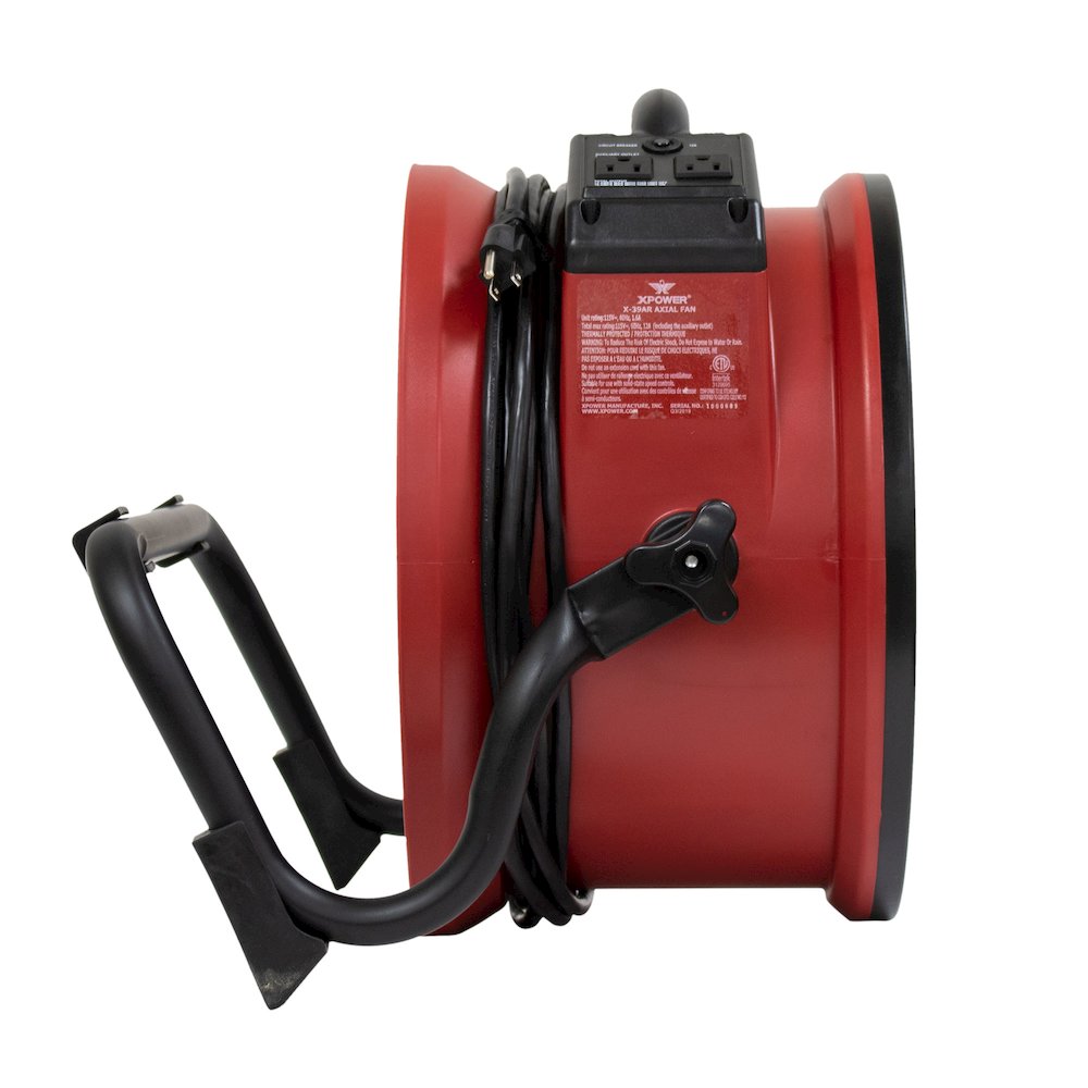 X-39AR 1/4 HP 2100 CFM Sealed Motor Ventilation Axial Air Mover Blower Fan - Red. Picture 12
