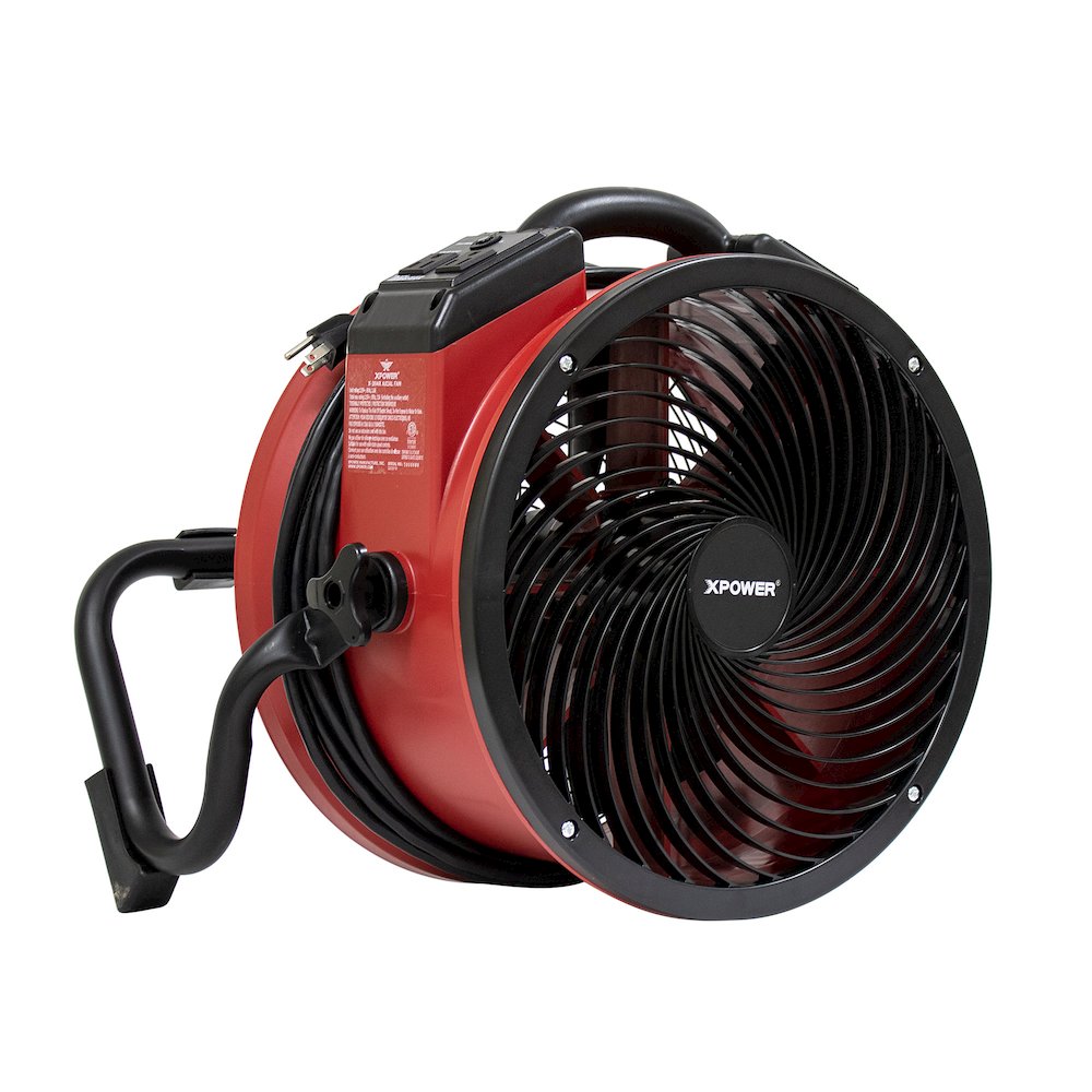 X-39AR 1/4 HP 2100 CFM Sealed Motor Ventilation Axial Air Mover Blower Fan - Red. Picture 10