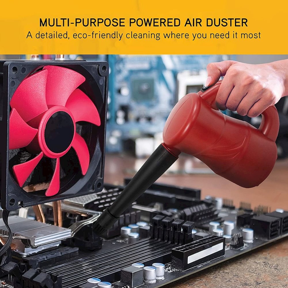 Powered Air Duster, Canned Air Replacement, Blower, Dryer, and Air Pump - Red. Picture 10