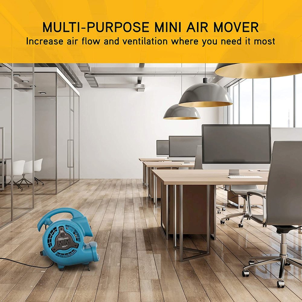 P-80A 600 CFM Multi-Purpose Mini Air Mover, Utility Fan, Dryer, Blower - Blue. Picture 5