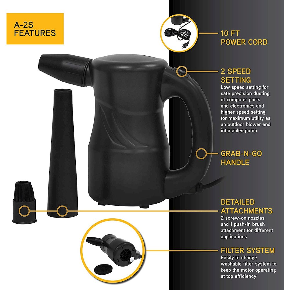 Powered Air Duster, Canned Air Replacement, Blower, Dryer, and Air Pump - Black. Picture 7