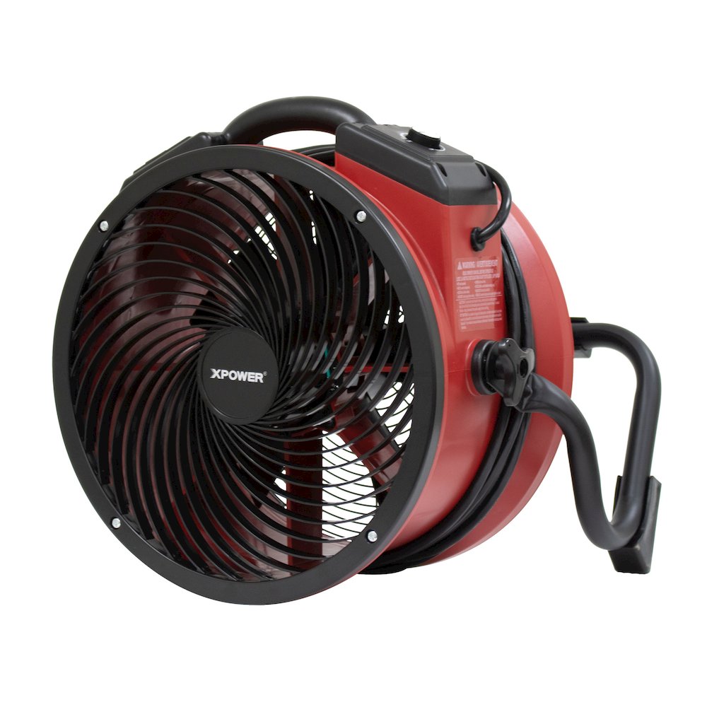 X-39AR 1/4 HP 2100 CFM Sealed Motor Ventilation Axial Air Mover Blower Fan - Red. Picture 11