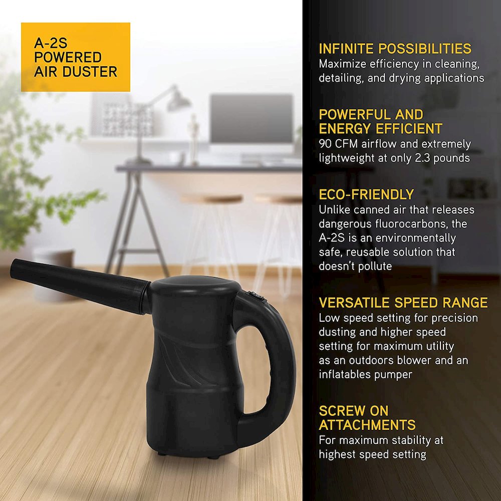 Powered Air Duster, Canned Air Replacement, Blower, Dryer, and Air Pump - Black. Picture 8