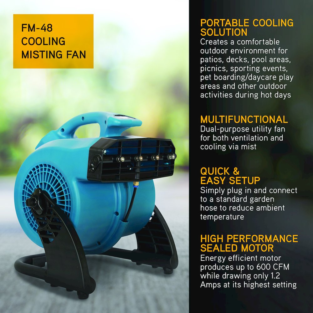 Portable 3 Speed Outdoor Cooling Misting Fan and High Velocity Air Circulator. Picture 4