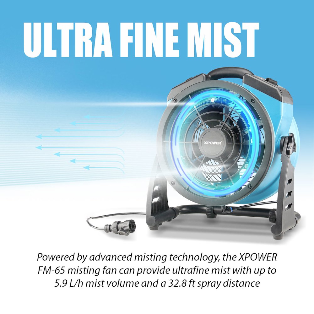 Portable 3 Speed 11" Outdoor Cooling Misting Fan and Air Circulator. Picture 13