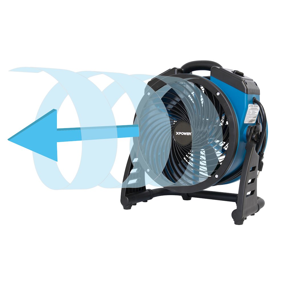 4 Speed 11" Ventilation Axial Air Mover, Blower, Fan with Built-in Power Outlets. Picture 2