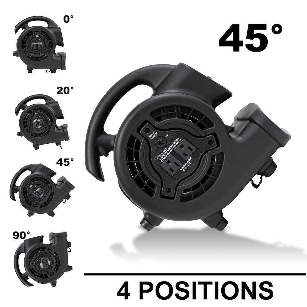 P-80A 600 CFM Multi-Purpose Mini Air Mover, Utility Fan, Dryer, Blower - Black. Picture 2