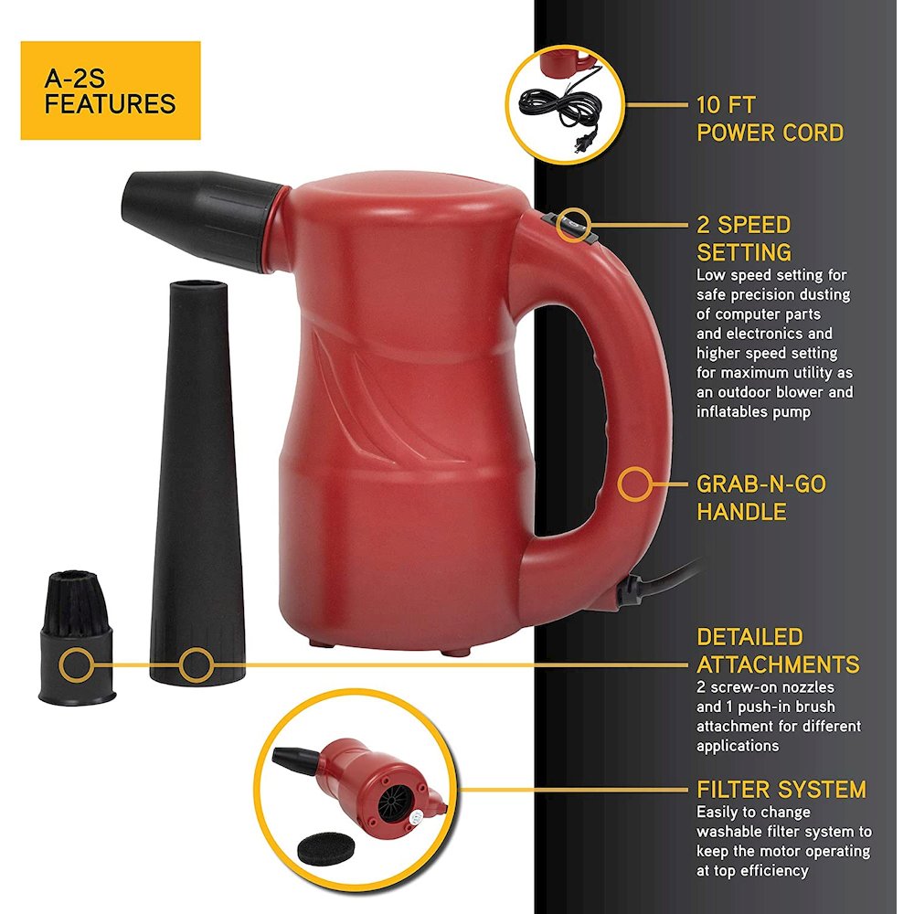 Powered Air Duster, Canned Air Replacement, Blower, Dryer, and Air Pump - Red. Picture 7