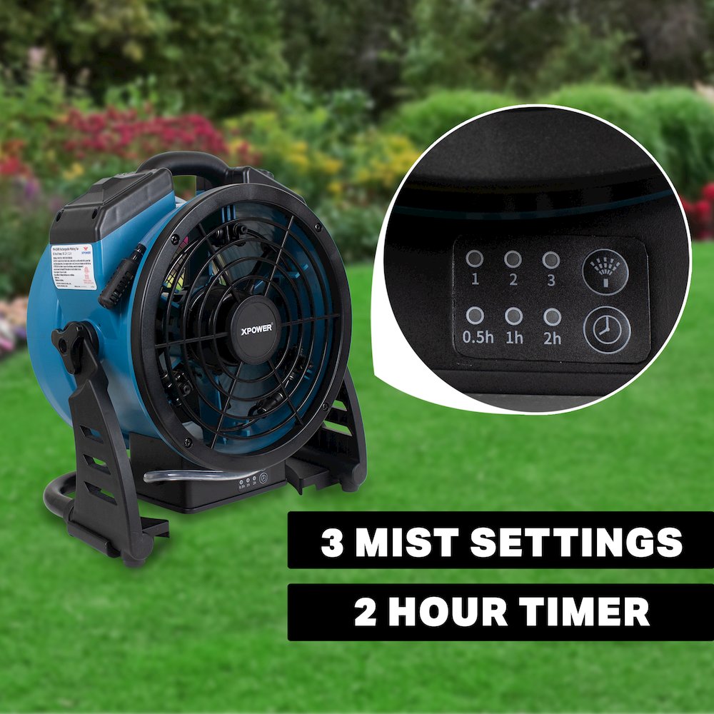 Battery Operated Cordless Variable Speed 11" Outdoor Cooling Misting Fan. Picture 6