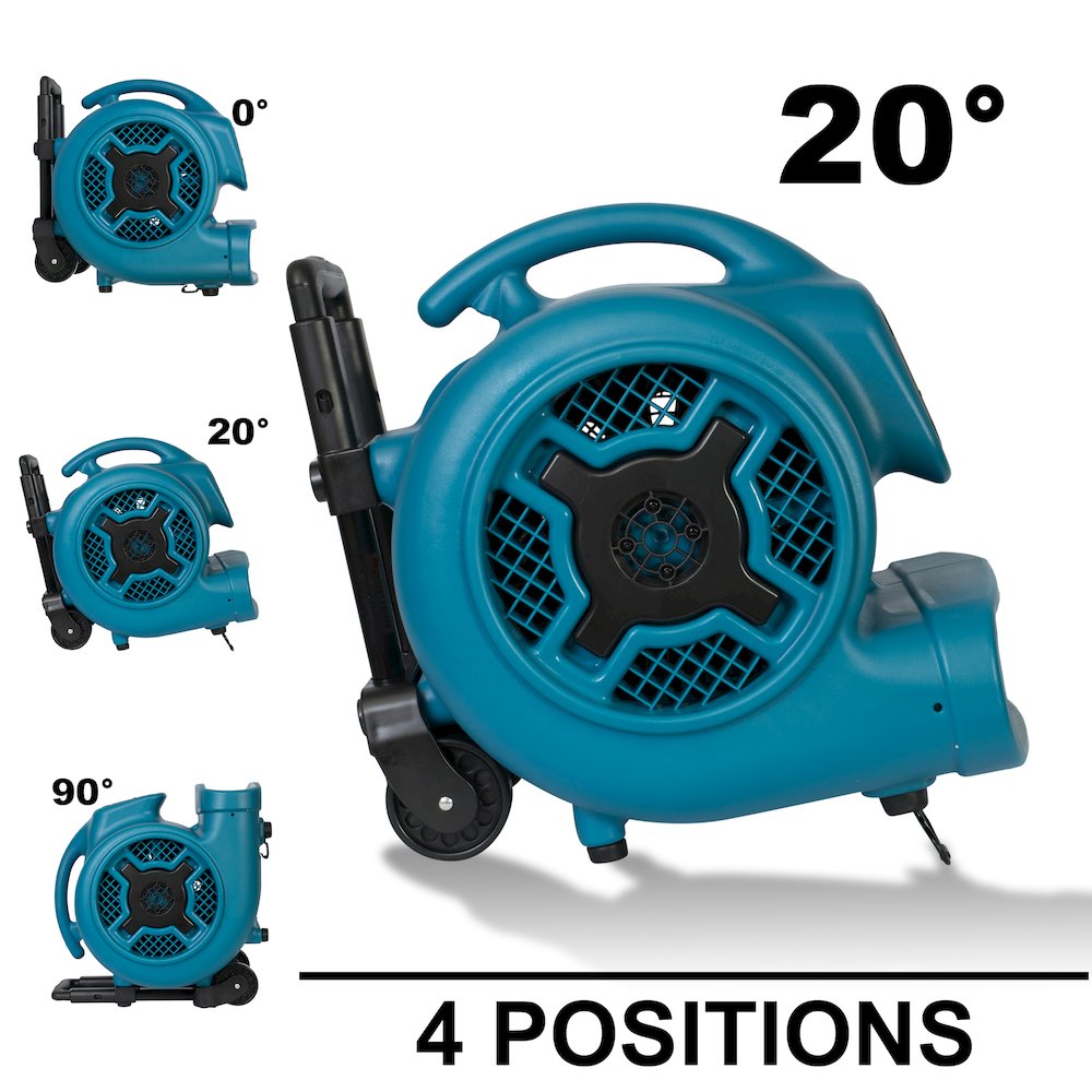 3/4 HP 3200 CFM 3 Speed, Carpet Dryer, Blower with Telescopic Handle and Wheels. Picture 3
