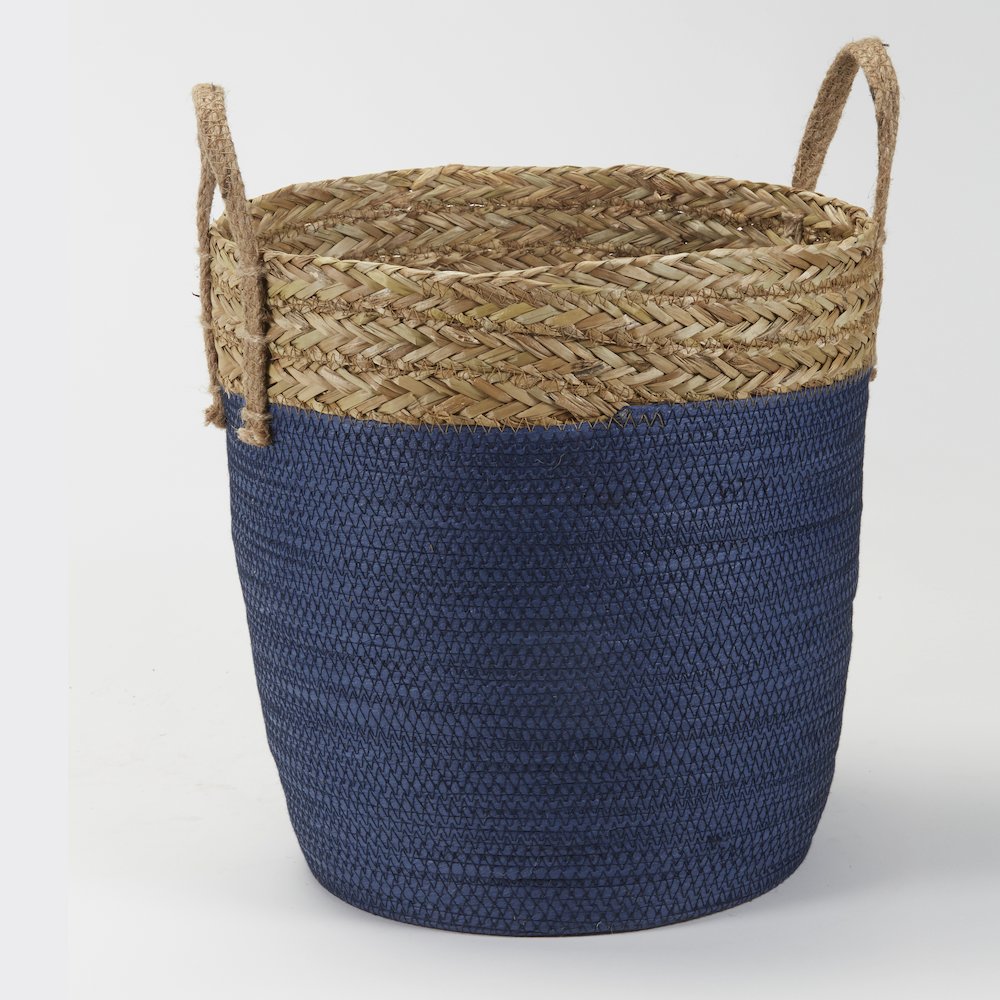 Blue and Natural Basket. Picture 1