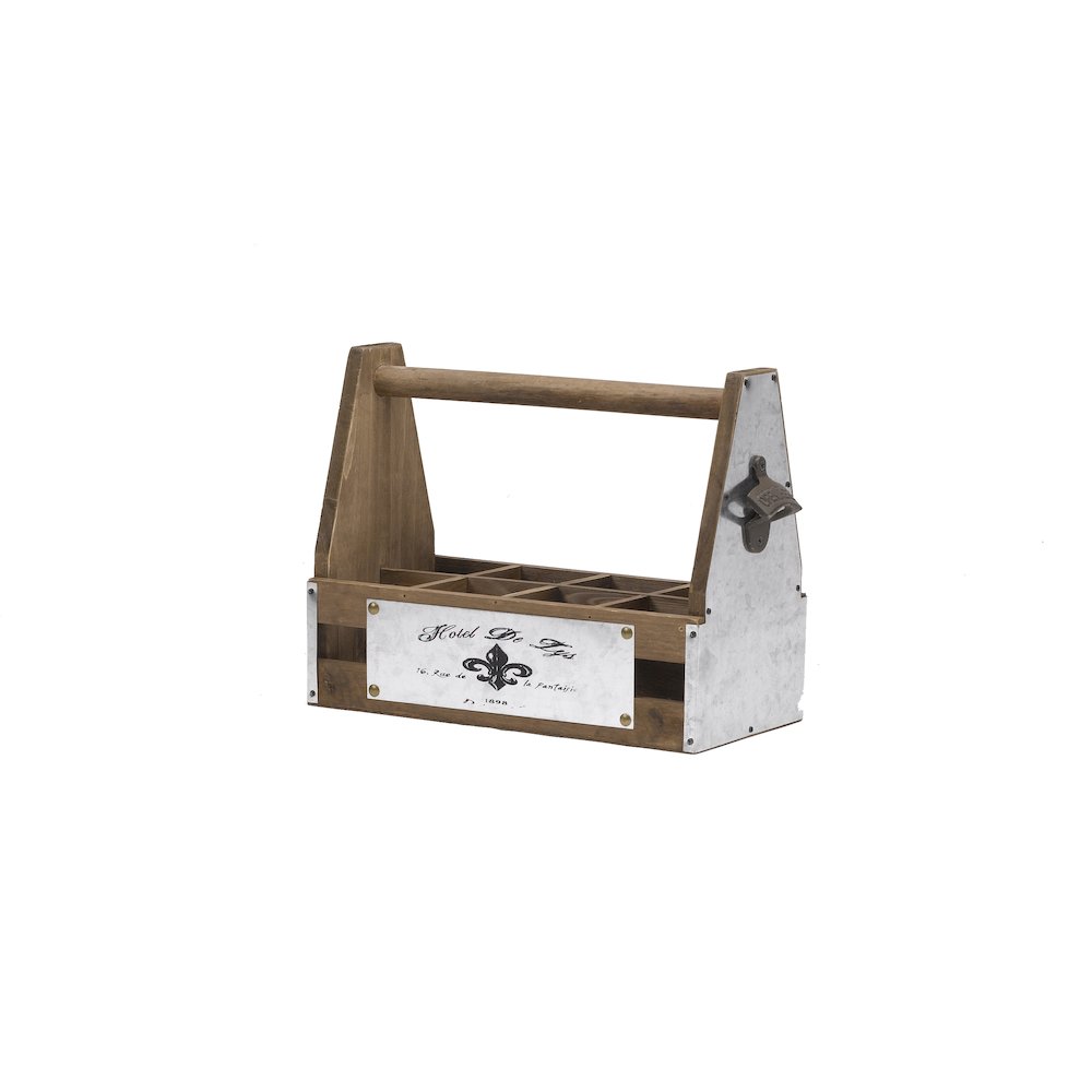 Wooden Carrier Box with Metal Front. Picture 1