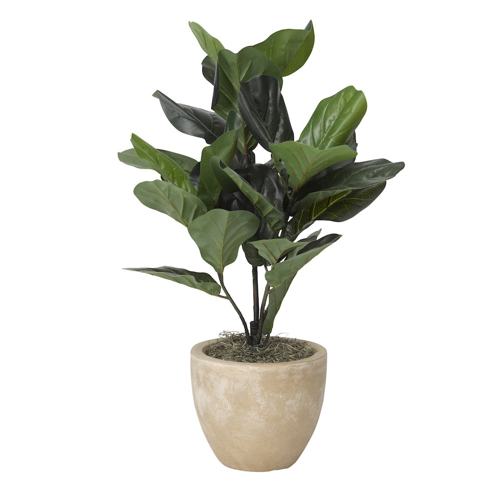 Natural Touch Fiddle Leaf Fig Plant in Round Clay Planter. Picture 1