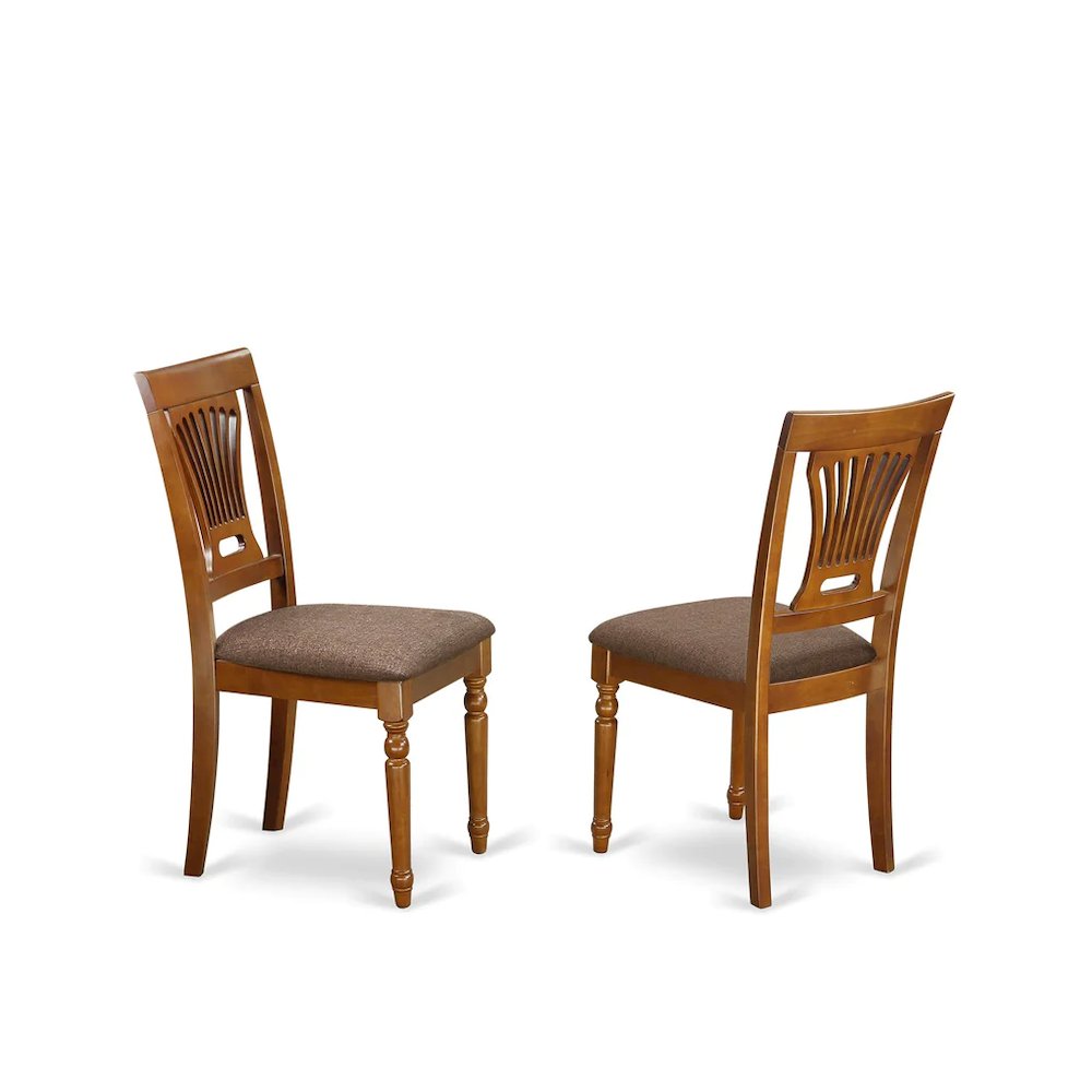 AVPL7-SBR-C 7 PcAvon Dining Table featuring Leaf and 6 Fabric Seat Chairs in Saddle Brown .. Picture 2