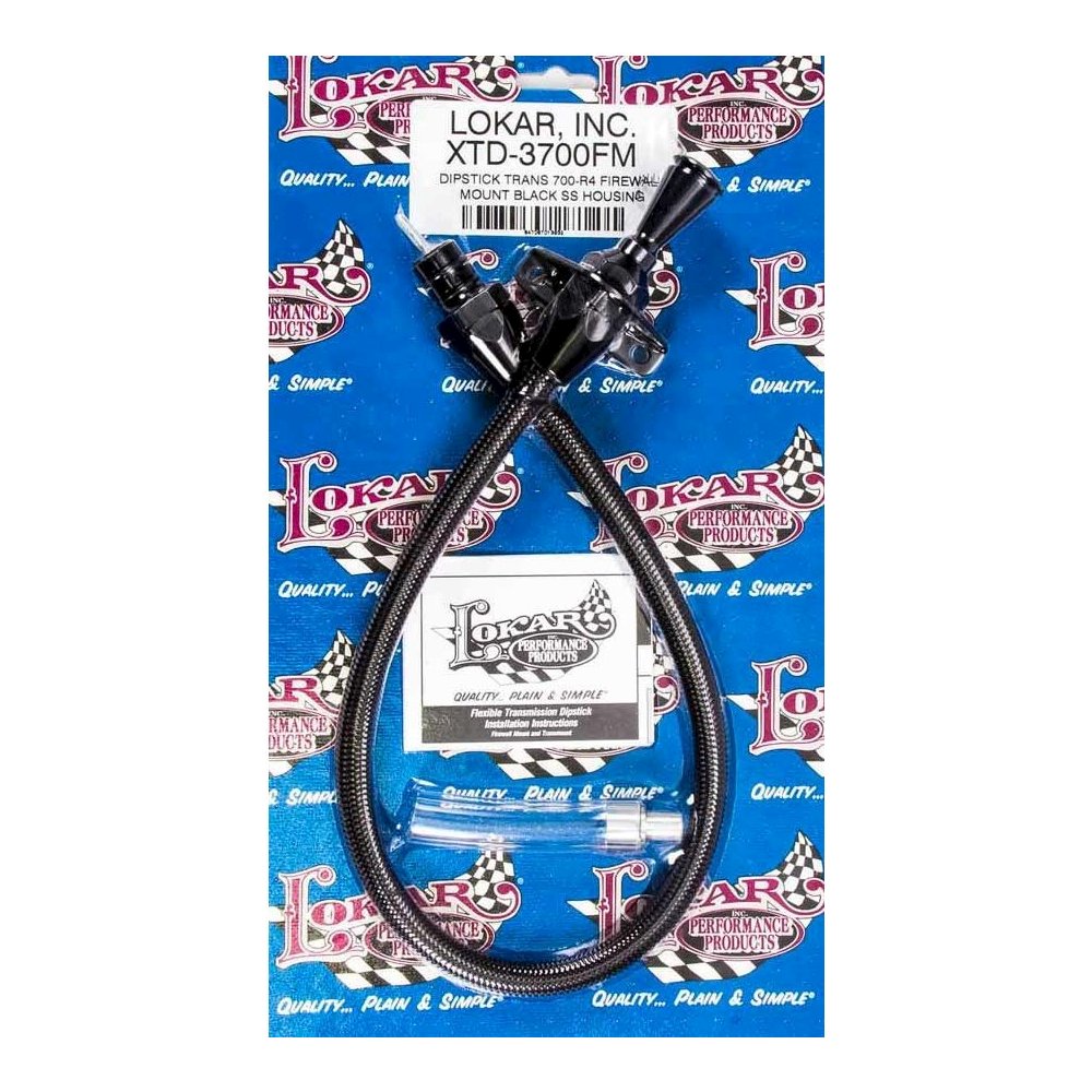 Black Trans Dipstick GM 700R4 Firewall Mount. Picture 1