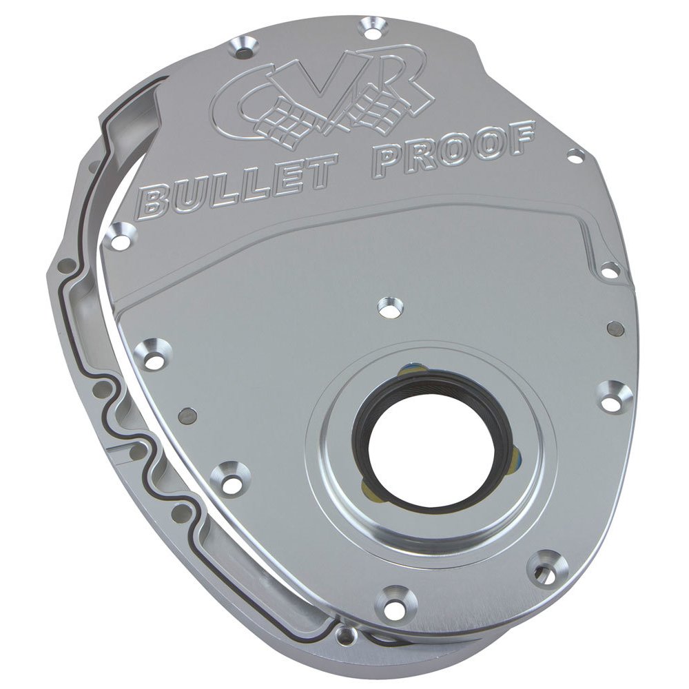 SBC Billet Timing Cover 2-Piece - Clear Anodized. Picture 1