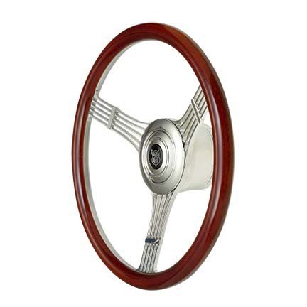 Steering Wheel Retro Banjo Wood Pol. Spokes. Picture 1