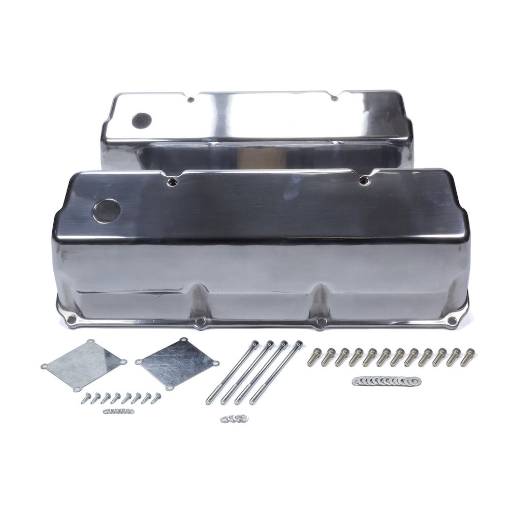 BBF Cast Alm Valve Cover Set Tall Polished. Picture 1