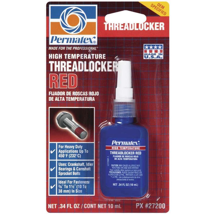 Hi Temp Threadlocker 10ml - Red. Picture 1