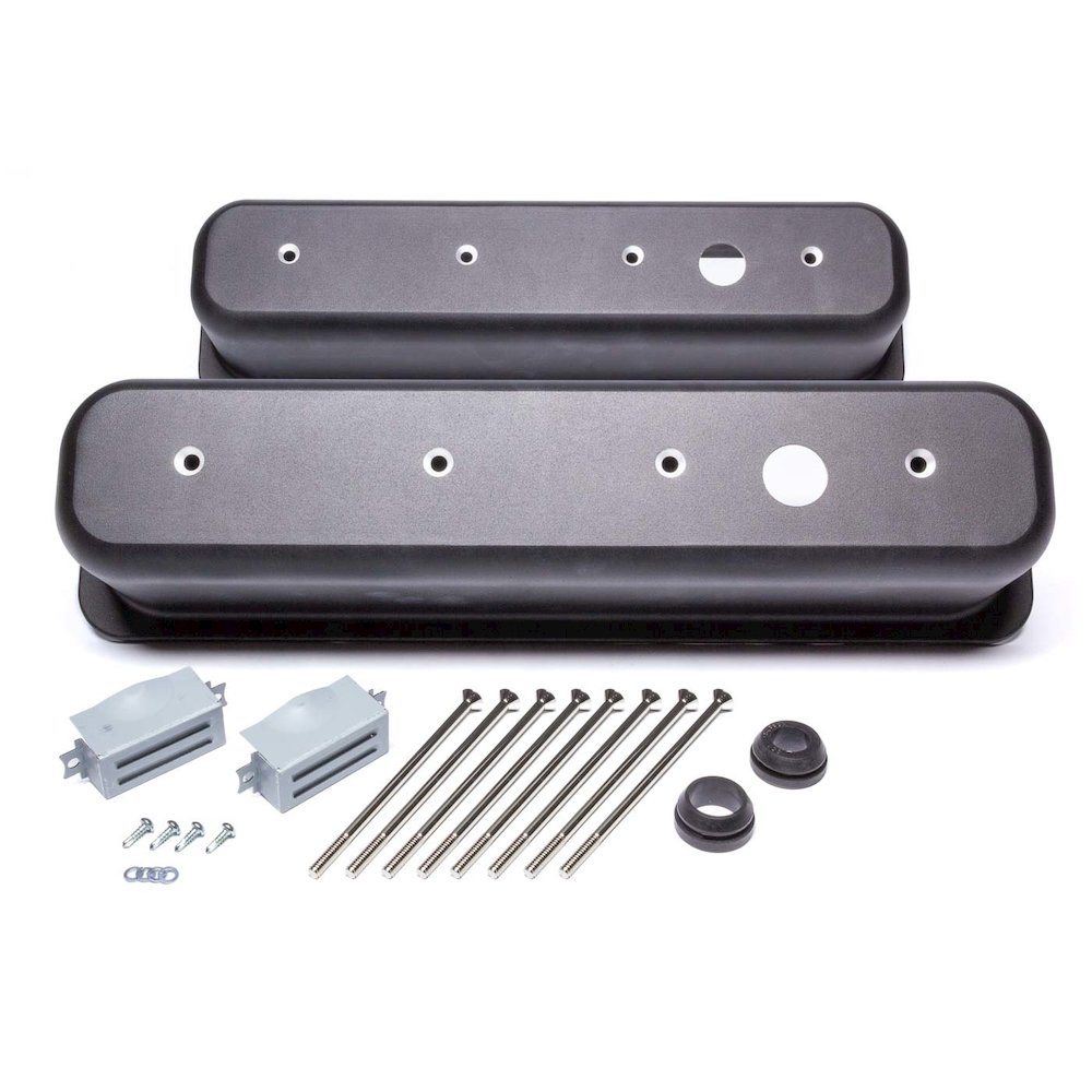 Black Aluminum SBC Valve Covers Center Bolt. Picture 1