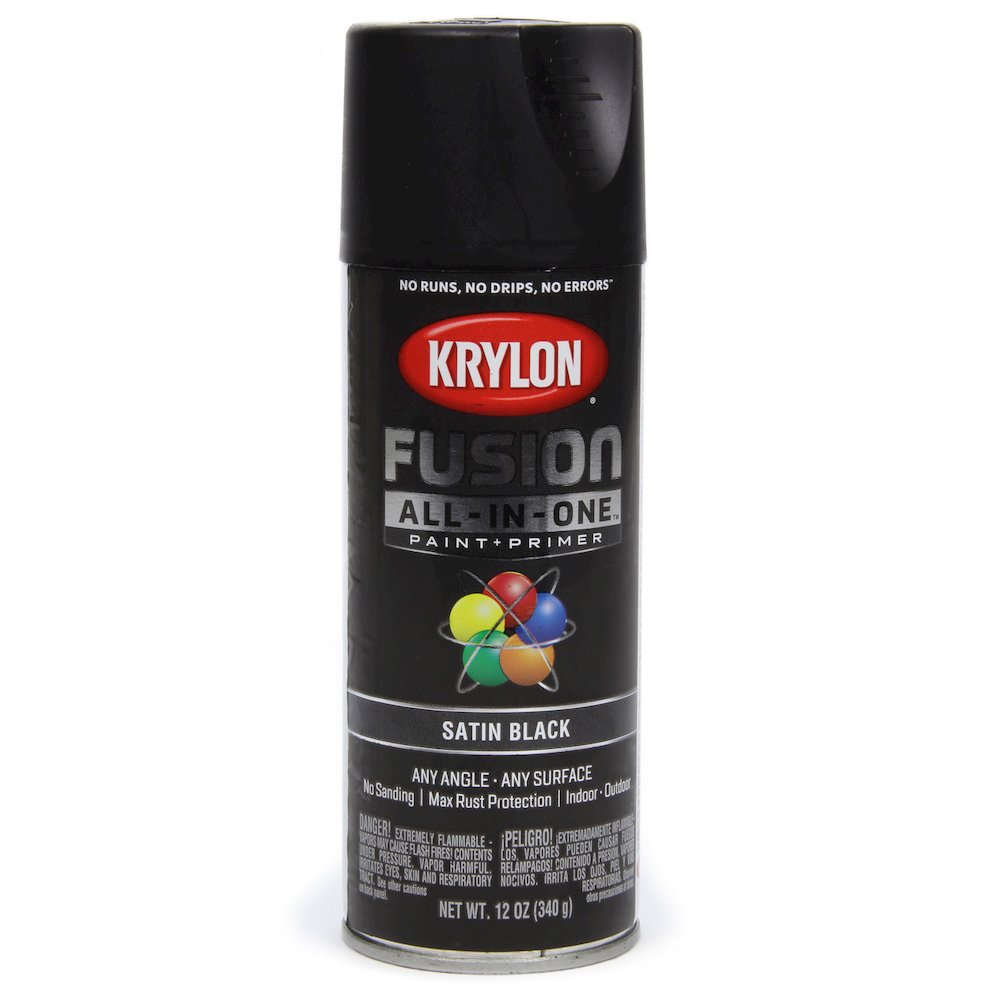 Paint Satin Black 12oz Krylon Fusion. Picture 1