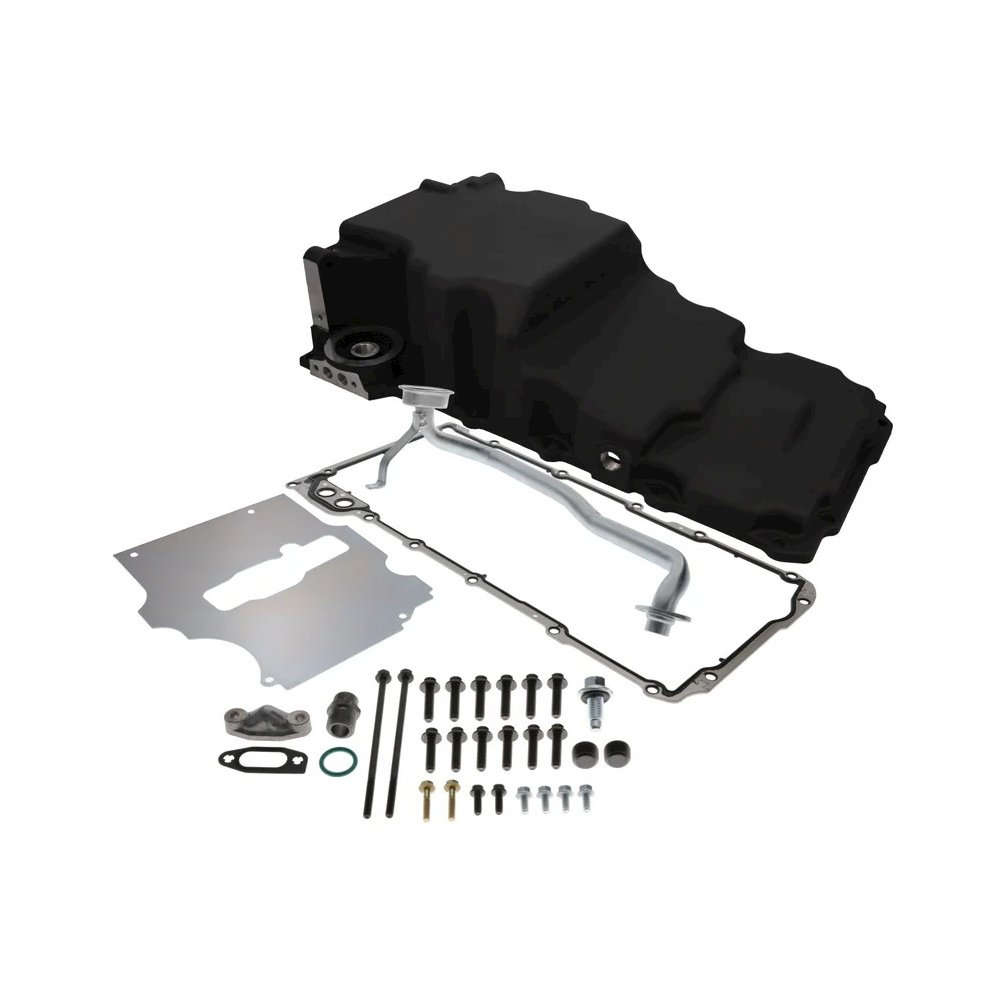 LS Low Profile Retrofit Black Oil Pan. Picture 1