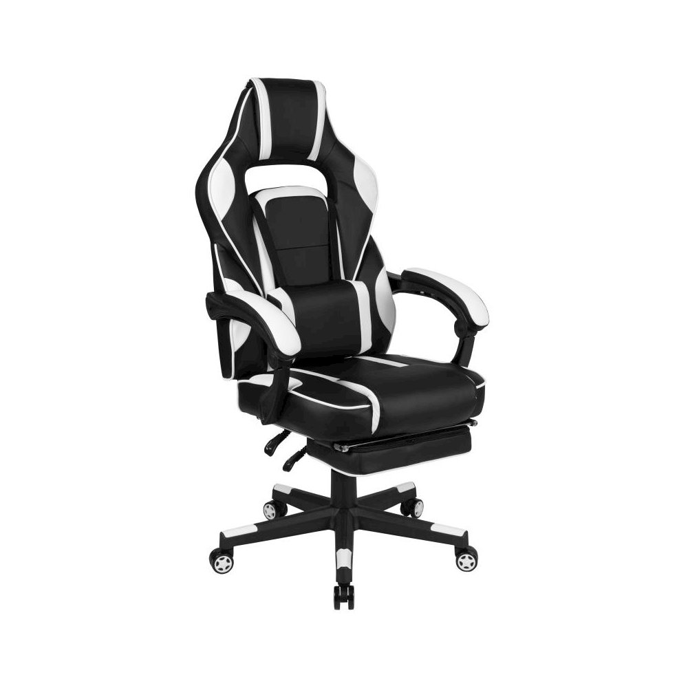 X40 Gaming Chair Racing Ergonomic Computer Chair with Fully Reclining Back/Arms, Slide-Out Footrest, Massaging Lumbar - White. Picture 1