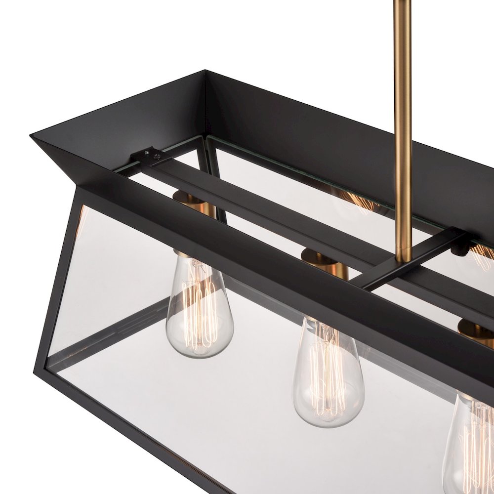 Lucian Linear Island Chandelier Black and Brushed Brass. Picture 4
