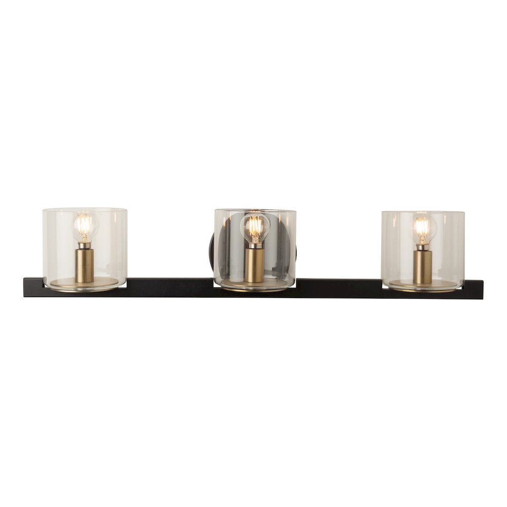 Salinas Collection 3Light Vanity Light, Black and Brass. Picture 1