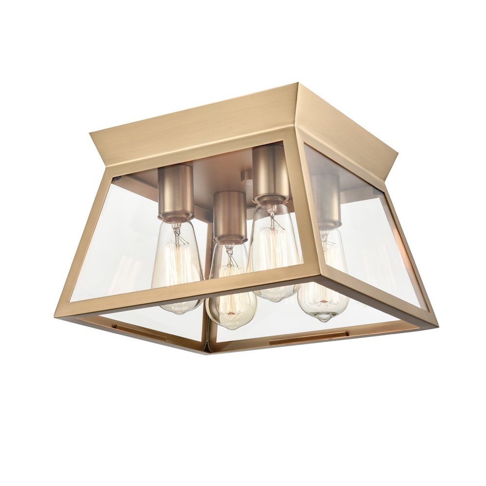 Lucian 4 Light Flushmount Brushed Brass. Picture 1