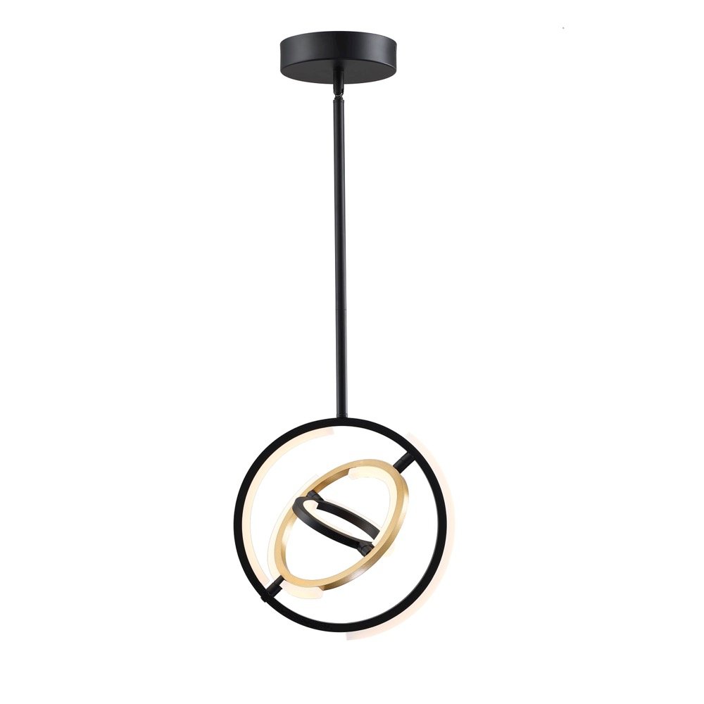 Trilogy Collection Integrated LED 13 in. Pendant, Black and Gold. Picture 3