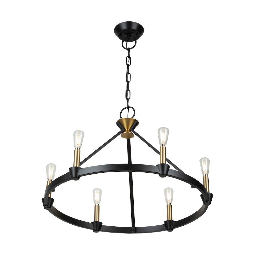 Notting Hill Collection 6Light Chandelier Black and Brushed Brass. Picture 6