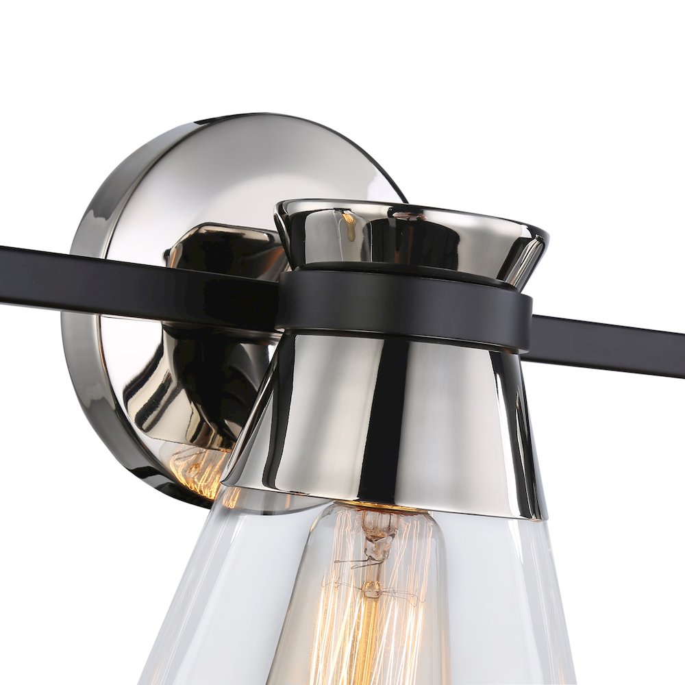 Kanata Collection 3Light Vanity Light, Black & Brushed Nickel. Picture 6