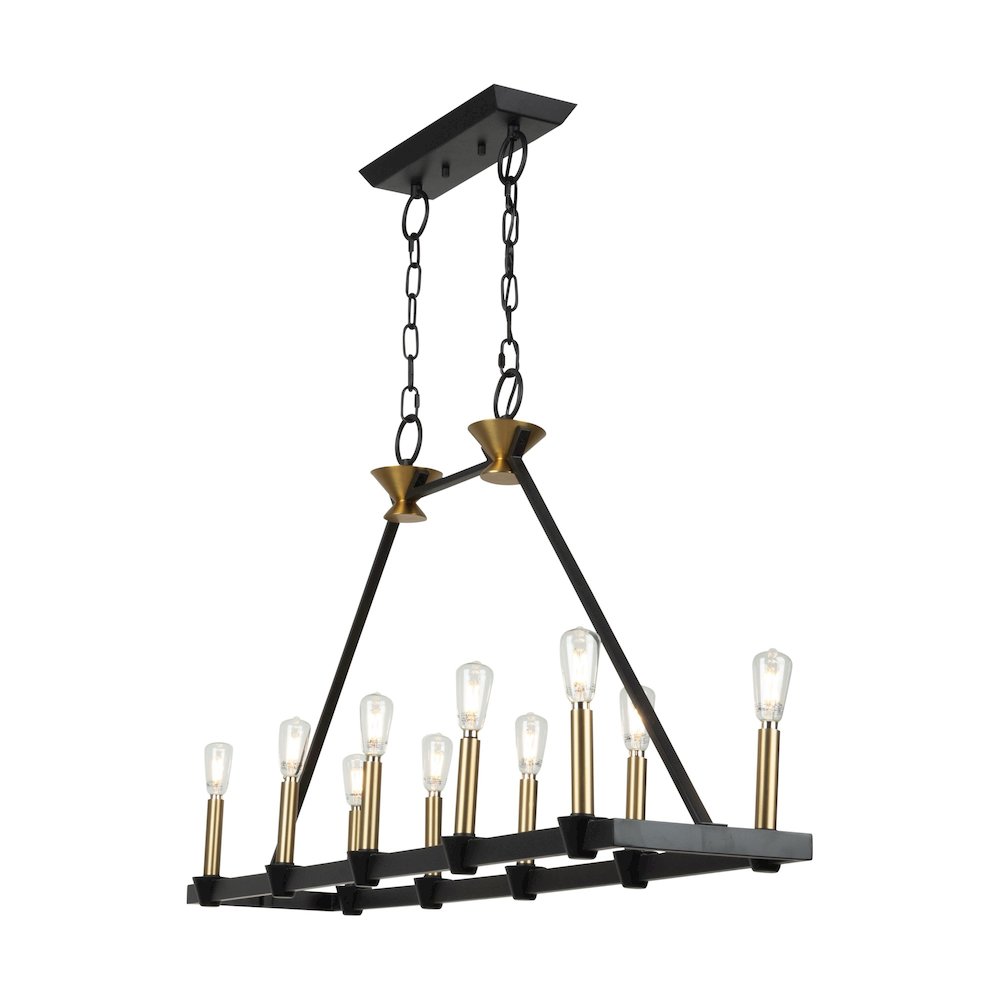Notting Hill Collection 10Light Island/Pool Table Black and Brushed Brass. Picture 6