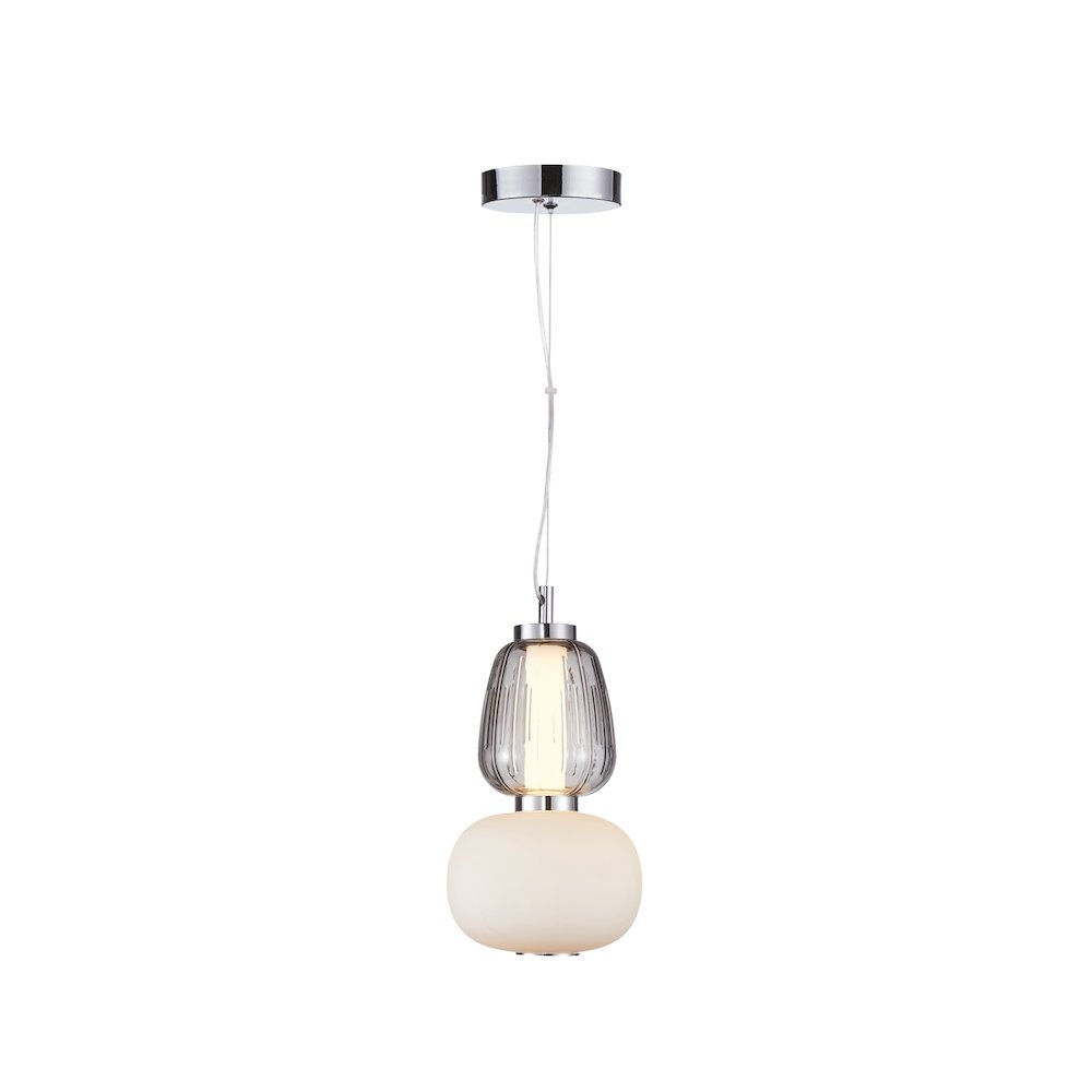 Cyra Collection 1Light Doublt Shade Pendant Chrome. Picture 1
