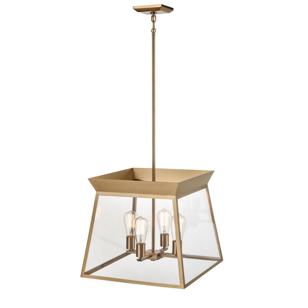Lucian 4 Light Chandelier 18" Diameter Brushed Brass. Picture 2