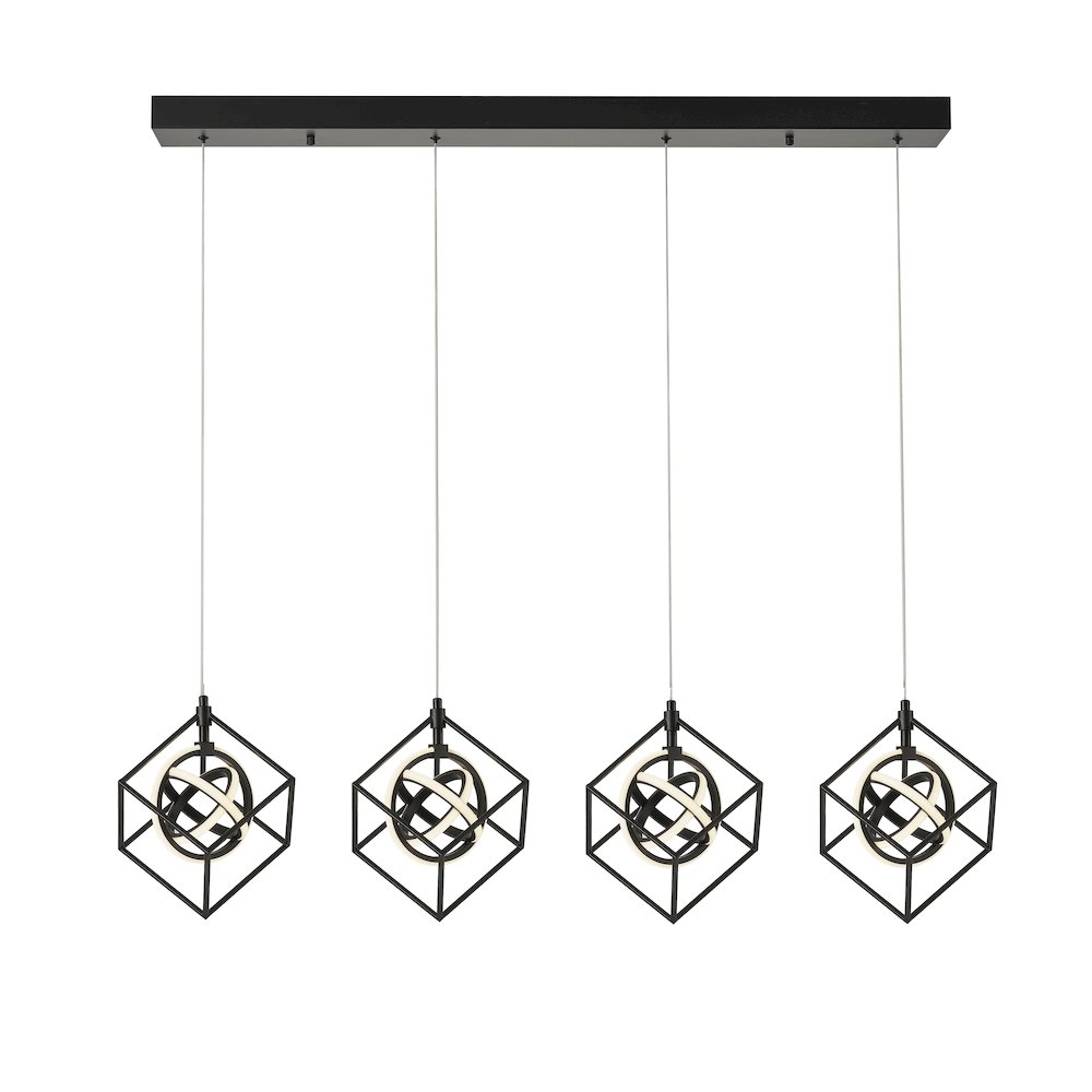 Tulip Collection Integrated LED 4Light Island Light, Matte Black. Picture 1