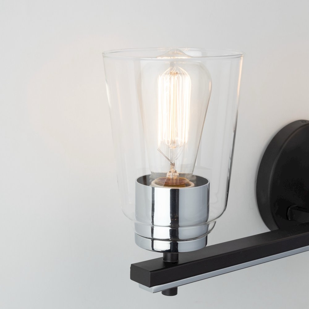 Essex Collection 3Light Bathroom Vanity Fixture Black and Chrome. Picture 3