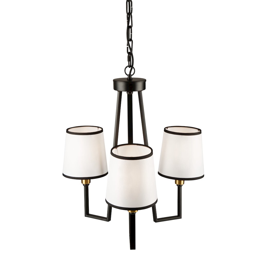 Coco 3 Light Chandelier Black and Gold. Picture 3