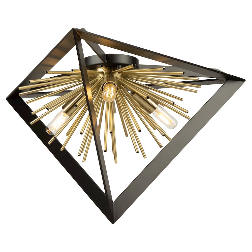 Sunburst  Flush Mount (Matte Black & Satin Brass Finish). Picture 2