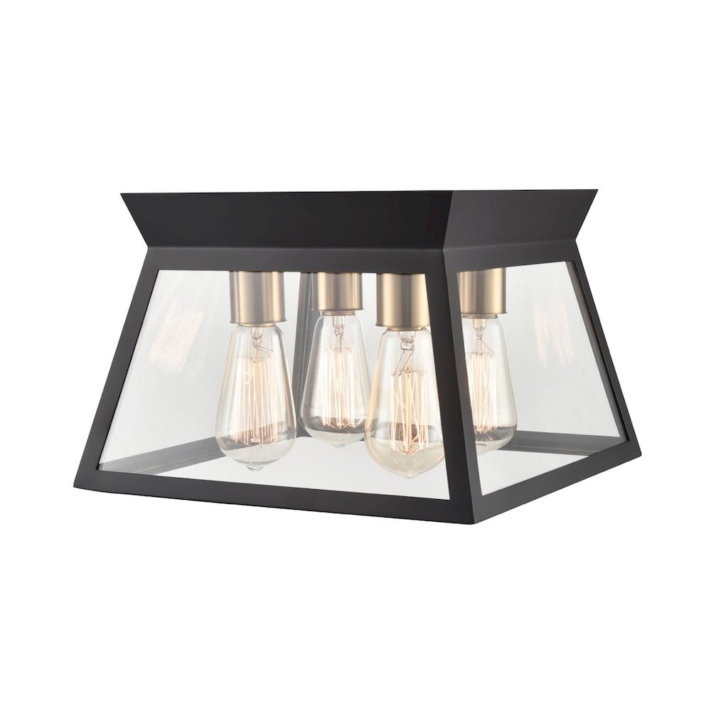 Lucian 4 Light Flushmount Black and Brushed Brass. Picture 3
