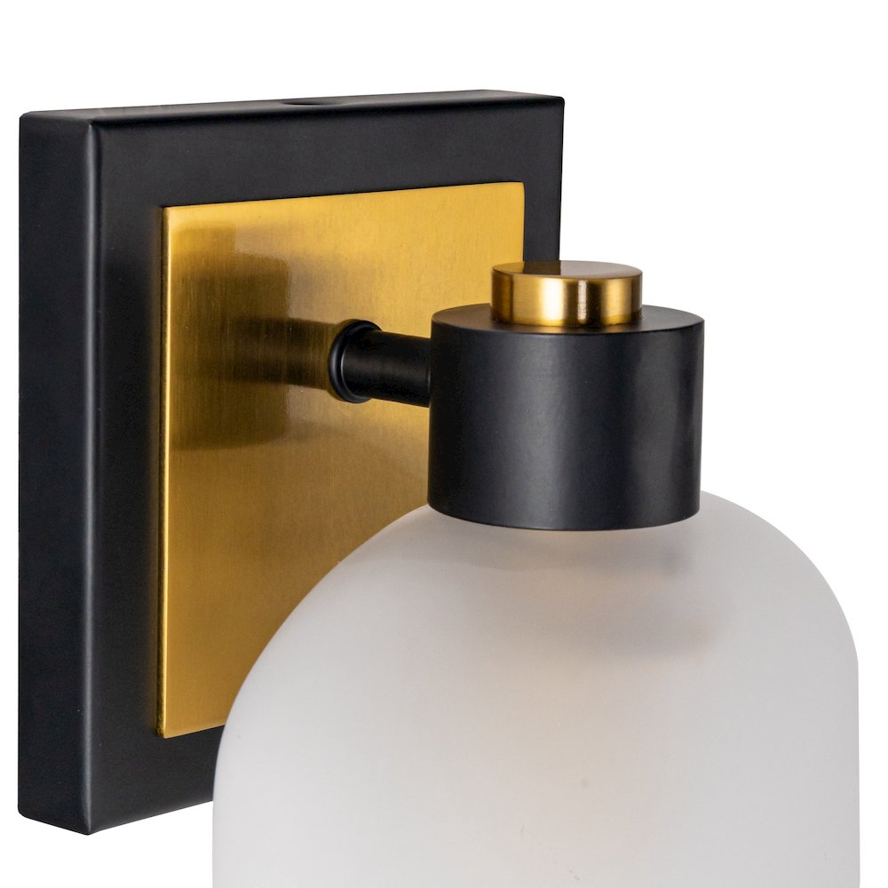 Lyndon Collection 1Light Bathroom Sconce Black and Brushed Brass. Picture 2