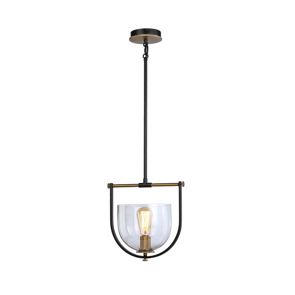 Cheshire Collection 1Light Pendant, Black & Brass. Picture 1